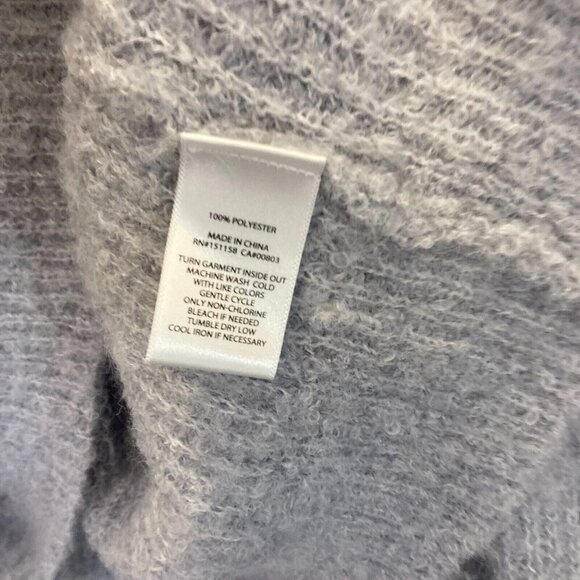 525 Slouchy Cropped Turtleneck Sweater Womens XL Gray Knit Fuzzy Oversized Beach - Picture 5 of 12